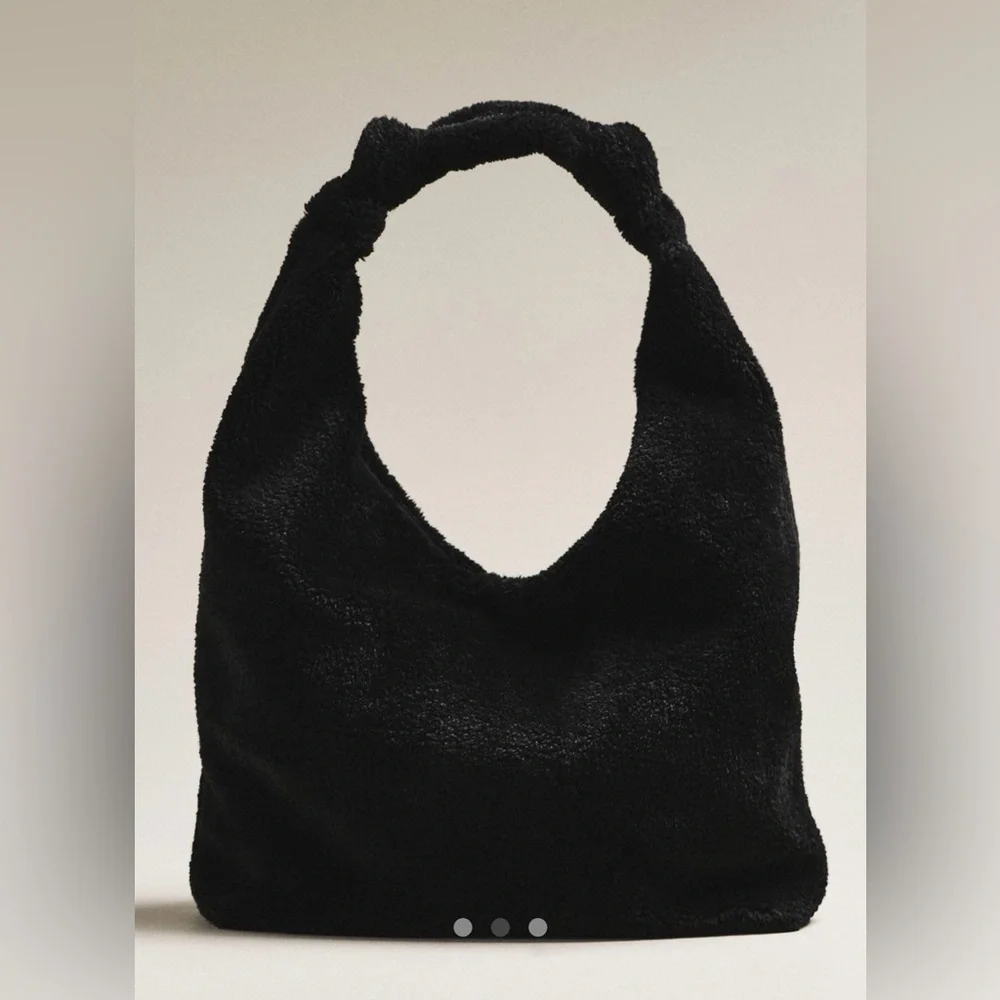 NWT Anthropologie The Love Knot Slouchy Bag: Sherpa Fleece Edition